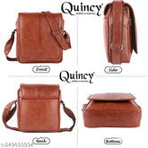 Faux leather men's sling bag, solid pattern, adjustable strap, suitable for travel, office, and outdoor use